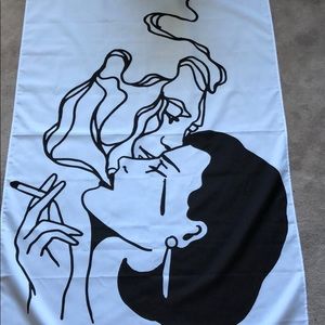 Black and white rectangular smoking tapestry
